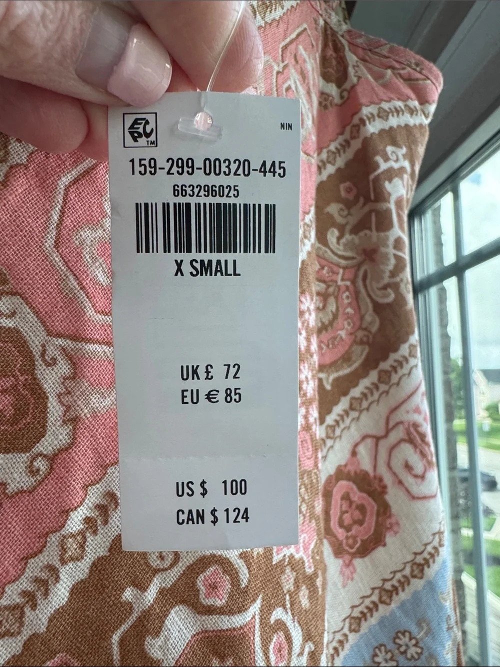 Abercrombie & Fitch Coral and Light Blue Paisley Slip Maxi Dress
